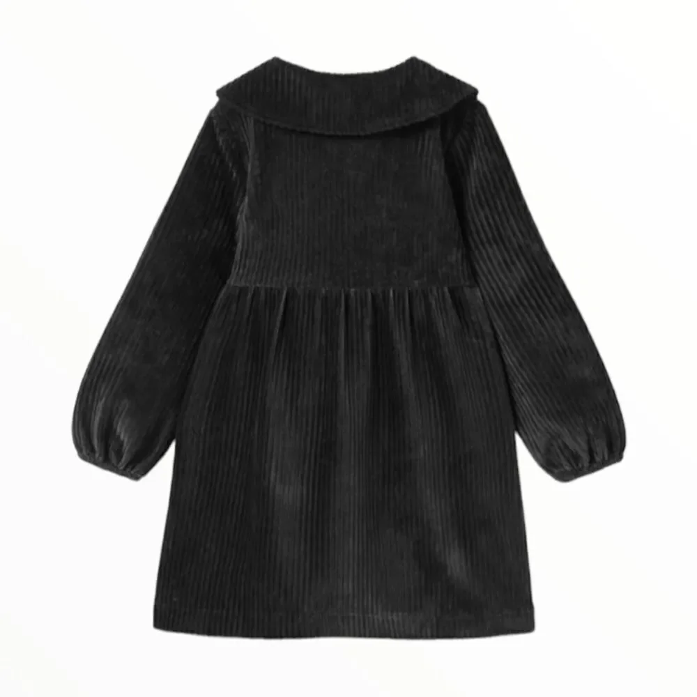 Zara Baby Girl Black Corduroy Dress Peter Pan Collar NWT 3T